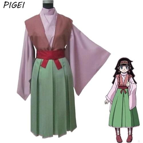Anime Hunter X Hunter Costumes Halloween Alluka Zoldyck Cosplay Kimono Resistant Synthetic Wig Full Sets for Women Men
