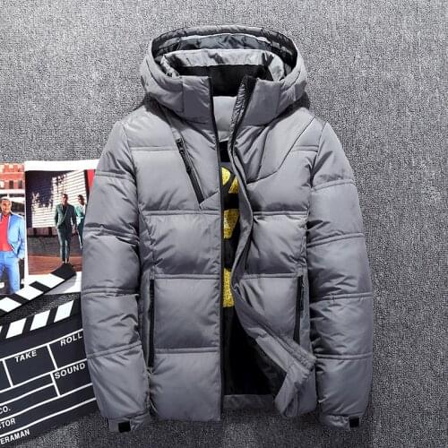Hot Sale Winter Men Fashion White Duck Down Jacket High Quality Casual Windproof Warm Jackets And Coats Slim Fit Gray Parkas