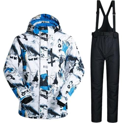 Men Ski Jacket and Pants Mountain Snow Snowsuits Adjustable Warm Wearable