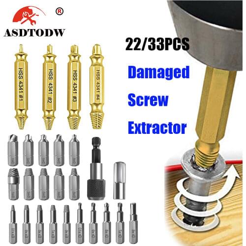 22/33PCS Screw Extractor Screw Extractor Set - Damaged Screw Extractor Kit, Stripped Screw Remover Damaged Screw Extractor Set