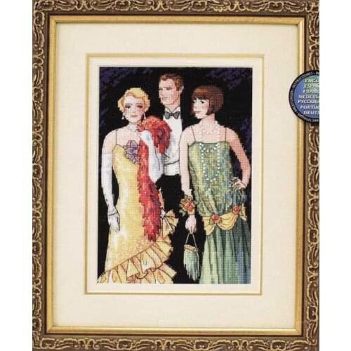 Lovely Gold Collection Counted Cross Stitch Kit Putting On The Ritz Two Women And Man Dim 65023