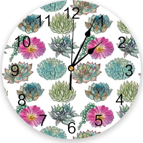 Plant Watercolor Succulent 3D Wall Clock Modern Design Brief Living Room Decoration Kitchen Clock Art Wall Watch Home Decor