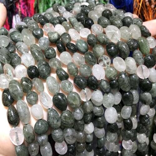 Natural Stone Green Rutilated Quartzs Beads Irregular Shape Crystal Bead For Jewelry Making DIY Necklace Bracelet Accessories