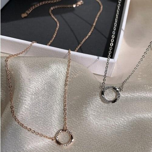 New AAA Zircon Pendant Necklace for Women Simple Temperament Circle Charms Clavicle Chic Jewelry