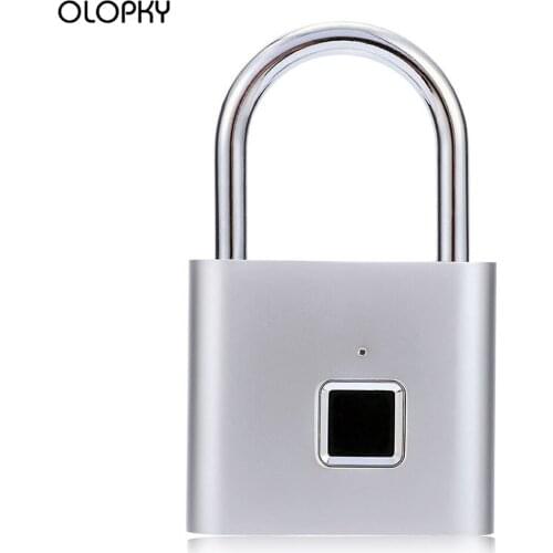 New Keyless USB Rechargeable Anti-Theft Fingerprint Smart Padlock Quick Unlock Door Lock Zinc alloy Metal Self Developing Chip