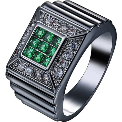 New design square blue green zircon black gold color anniversary engagement romantic wedding rings for women