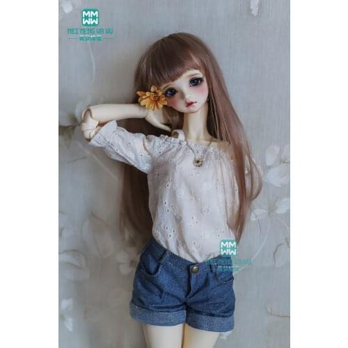 BJD doll clothes girl dress fits 1/3 BJD DD SD10 doll fashion qualities suspenders shirt + denim shorts