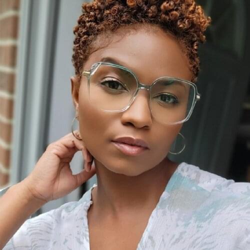 Fresh Green Clear Glasses Frame 2021 Trendy Fashion Optical Spectacles Non Prescription Polygon Eyeglasses Frames For Women