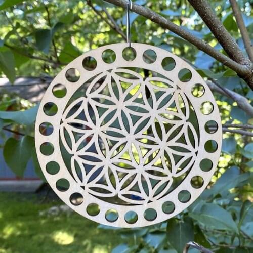 Crochet Bases / Bottoms 4, 6, and 8 inch Flower of Life or Flower Face Cutout wooden Round crochet bases