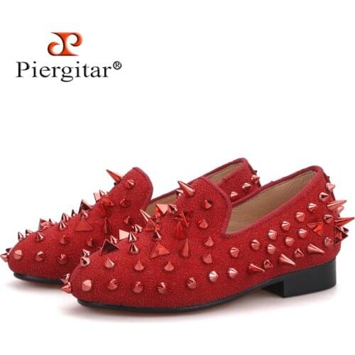 Piergitar 2020 new style children studded shoes handmade parental shoe same as men loafers design birthday party kids loafers
