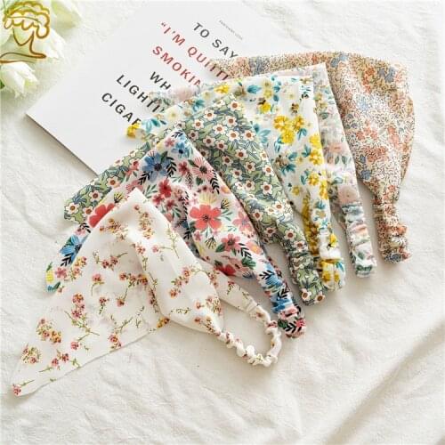 New Floral Pastoral Style Closed Toe Triangular Binder Womens Elastic Band Headscarf Hair Accessories