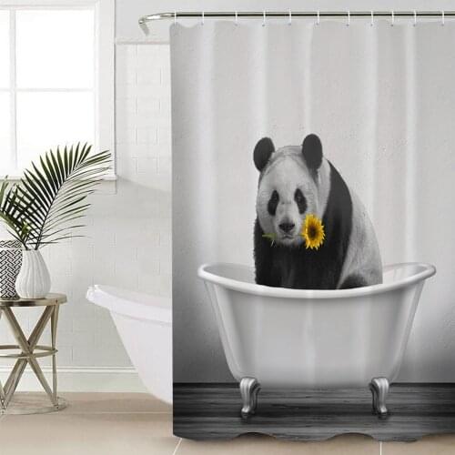 Sunflower Bathtub Panda Shower Curtains Waterproof Bathroom Curtain Frabic Polyester Bathroom Curtain with Hooks