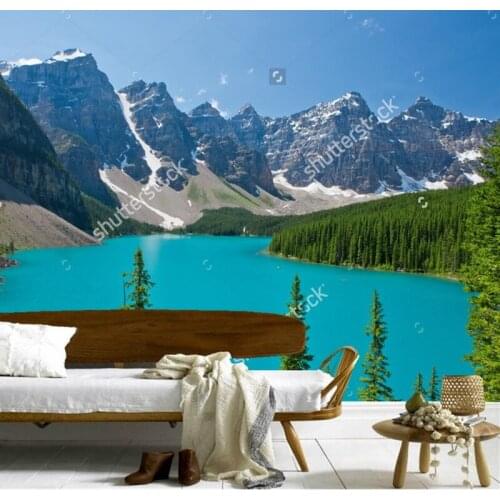 Custom natural scenery wallpaper,Moraine Lake,3D photo for living room bedroom restaurant background wall waterproof wallpaper