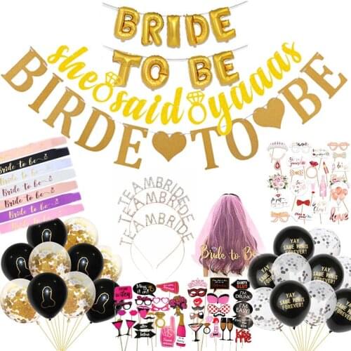 BRIDE TO BE Balloon Headband Wedding Veil Shoulder Strap Banner Photo Props Team Bride Hen Party Decoration Supplies KK20