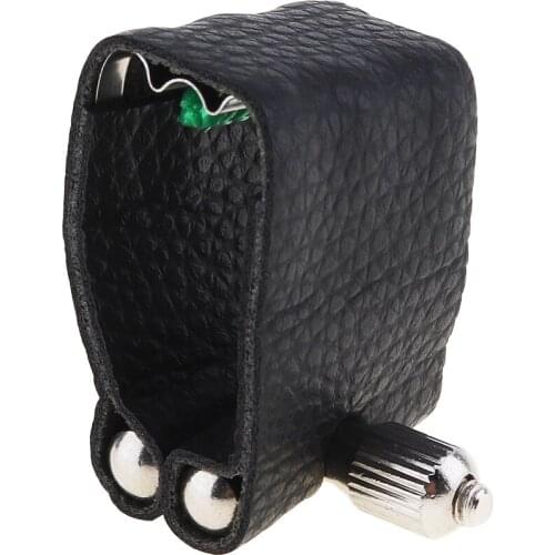 Durable Soft Leather Ligature Alto Sax Mouthpiece Clip with Metal Pad for Alto Saxophone