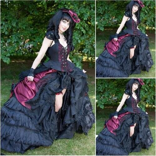 ON SALE!Customer-made Black Vintage Costumes Gothic/Civil War Renaissance dress Ball Gown Dress Halloween dresses US 4-16 C-192