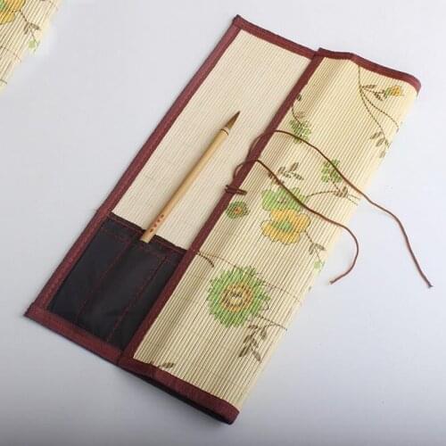 Printed Brush Calligraphy Pen Painting Holder Case Bag Roll Brush Pen Curtain Pencil Bamboo Pen Two Sizes