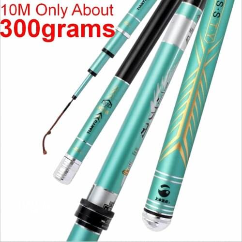 SYNTHA Tianyu Promotion 6.3m 7.2m 8.1m 9m Trout Fishing Rod Carbonfiber 10m Long Abou 300g Superlong Superlight Super Light