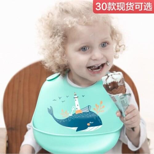 Silicone Babys Eating Bib Three Dimensional Waterproof Super Soft Food Bib Childrens Large Saliva Bib Wash Free