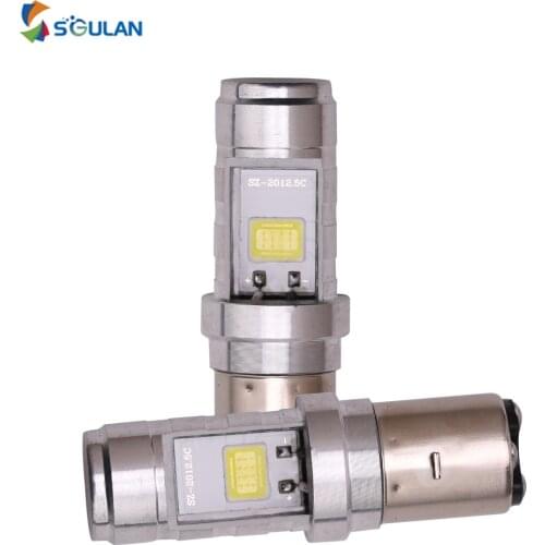 1pc High Bright Car Led Lights BA20D COB*2 Led Chip Motorcycle Head Lamps H4 Auto Headlights Electric Car Front Bulb White Diode