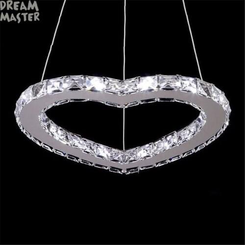 LED crystal lighting pendant lamp fixture heart shape for home living room bedroom lustres de cristal lampada hanging lamparas