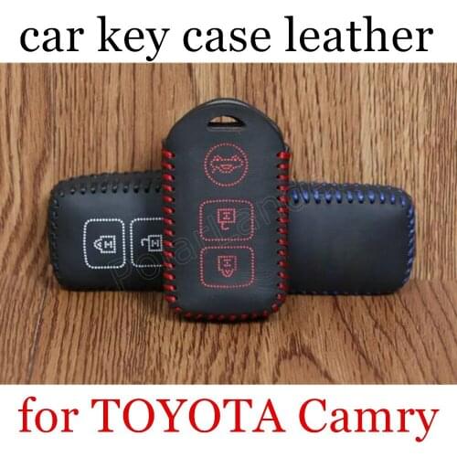 Only Red great quality Hand sewing DIY Car key cover car key case Genuine leather fit for TOYOTA Camry