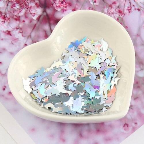 Eo-Friendly Ultrathin PET Sequin 10mm Dolphin Shaped Sequins Laser Glitters Mini Nail Sequin DIY Nail Art Manicure Decoration 8g