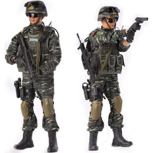 Top Quality 1/6 Scale City Police Figures 11.8" 30cm SWAT Action Figure Chinese Solider Model PVC Toys for Boys with Gift Box