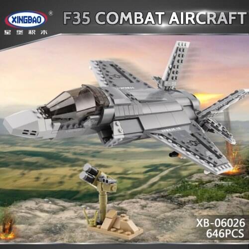 XINGBAO 06026 NEW Military Weapon Series 646PCS The F35 Fighter Set Building Blocks MOC Bricks Construction Plane Model Juguetes