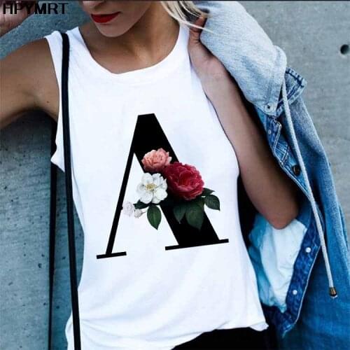 New Summer Women Vest Tank Tops Shirt Fashion Letter 26 Kawaii Cartoon Harajuku Casual Print Sleeveless O-neck Female Clothing
