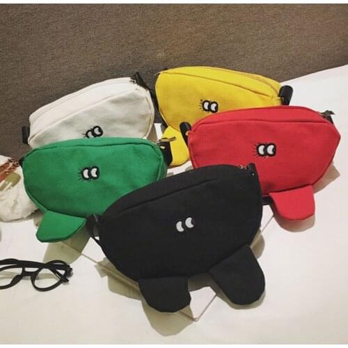 15PCS / LOT Children Fashion Ear Waist Bag Cute Creative Canvas Small Chest Bag for Kids Casual Crossbody Bags