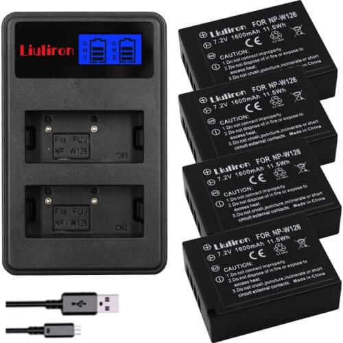 2Pcs 1800mAh NP-W126 NP W126 NPW126 Batteries + LCD Dual Charger for Fujifilm Fuji X-Pro1 XPro1 X-T1 XT1, HS30EXR HS33EXR X PRO1