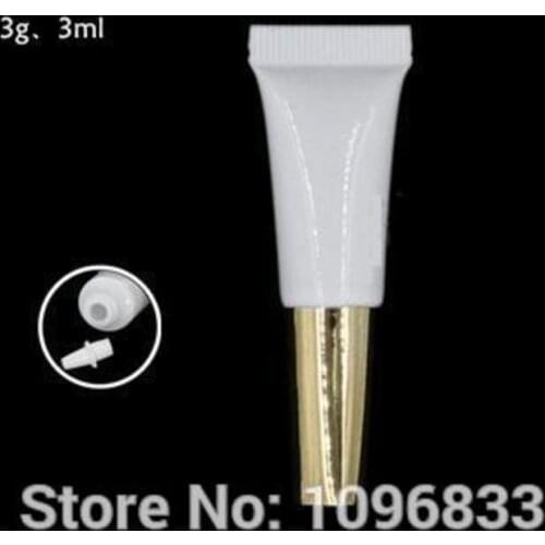3ML Cream Tubes, 3G Cosmetic Tubes, Cosmetic BB Tubes, Plastic Soft Bottle, Empty Packing Tubes Gold color Lid,100pcs/Lot