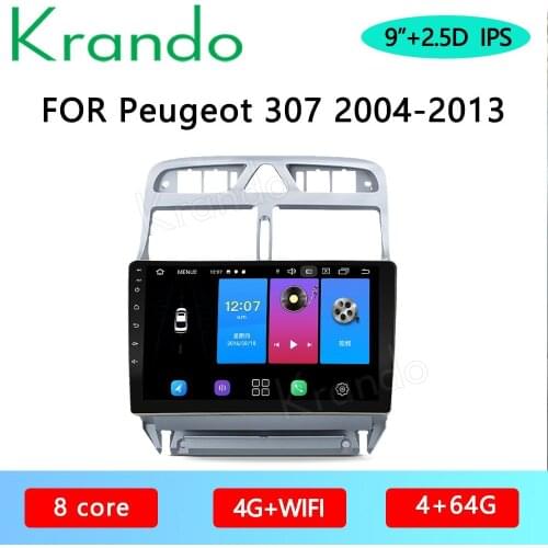 Krando Android 10.0 9" IPS Full Touch Car Multimedia Radio For Peugeot 307 2004-2013 Audio GPS Carplay DSP WIFI Bluetooth