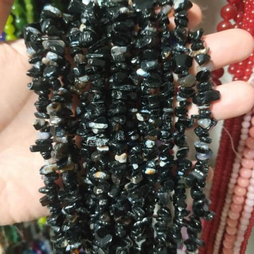 Natural Black Agates Stone Loose Beads High Quality 5-8mm Chip Shape DIY Gem Bracelet Jewelry Accessories w347