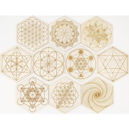 Chakra Seven Star Array Pendulum Plate Healing Meditation Energy Board Ornaments MDF Hexagonal Wood Chips 10 Styles