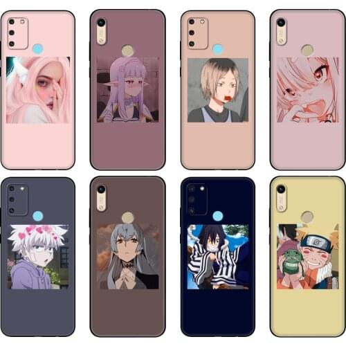 Black tpu Case For Huawei Honor 8a Prime 8s Prime 9 Lite honor 9A 9C 9X Premium 9x Pro 9S Case Cover Anime icons