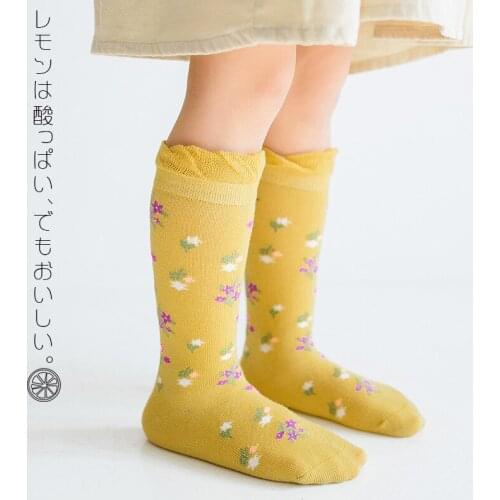Spring new childrens socks small floral girls cotton socks bubble lace tube socks