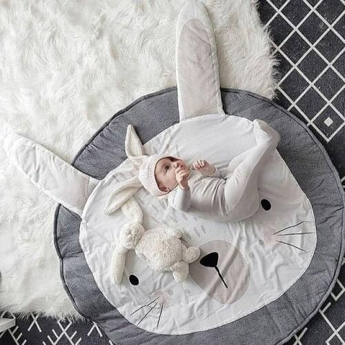 Baby Play Blanket Cartoon Baby Mats Newborn Crawling Blanket Cotton Round Floor Carpet Rugs Mat for Kids Room Nursery Decor