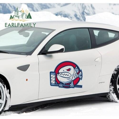 EARLFAMILY 43cm x 37cm Play Hockey Car Body Stickers Funny DIY Car Decal Waterproof Vinyl Car Wrap Creative Fish Car Styling