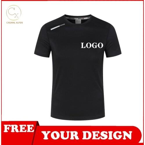 T-shirt top 6-color custom logo short-sleeved high-end cotton flashing fabric quick-drying round neck printing DIY brand text