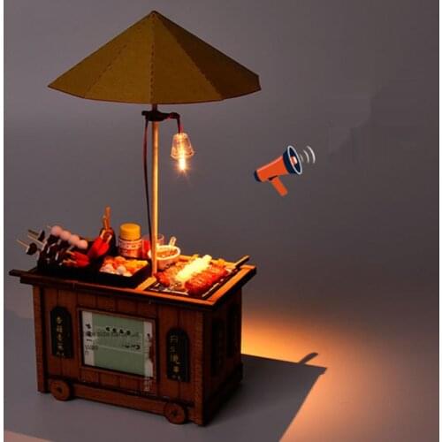 GY Ancient Stall Chinese Style Handmade DIY Cottage Small House Wooden House Chinese Style Building Model Riverside Barbecue