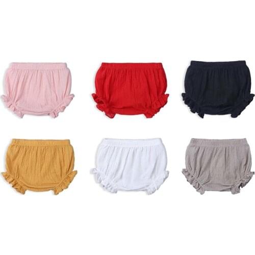 Kids Tales Summer Shorts for Girls Bloomers Baby Clothes Soft Cotton Linen Bread Shorts Newborn Solid Color Infant Pants 6-24M