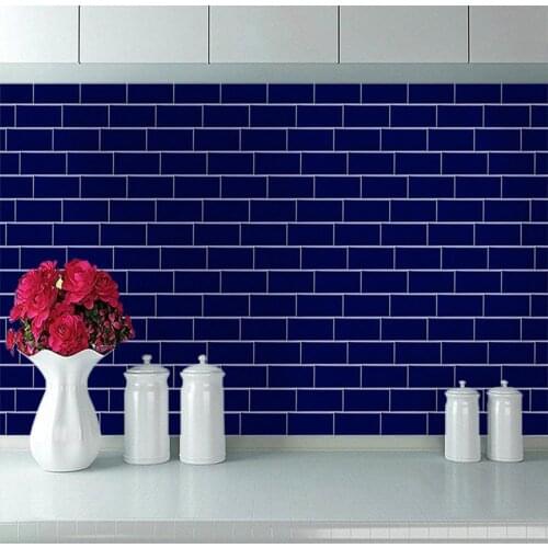 3D Solid Color Self Adhesive Oilproof Wall Sticker Living Room Tile Kitchen Bathroom Decal Decor