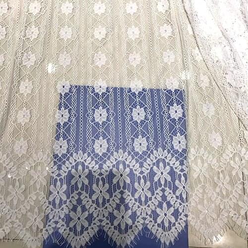 3M/Lot 1.5M wide Off white Eyelash Lace Fabric Wedding Decoration Table Cloth accessories DIY Crafts material