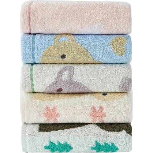 Cusack 1 pcs 34 x 75 cm Cartoon Adults Women Children Students Hand Hair Face Towel 5 Colors Pure Cotton Soft Rectangle