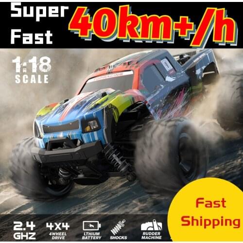 RC Car Truck 1:18 Bigfoot Monster 4WD High Speed Fast 40KM Remote Control Cars Crawler Climbing Off-Road Children KidsToys Gift