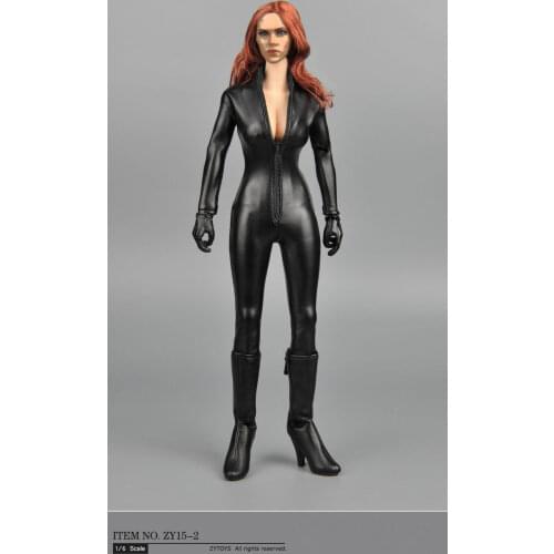 1/6 Scale Black Tight One-piece Womens Leather Coat Suit Rider Models Clothes Set Soldier Accessories for Female Action Figures