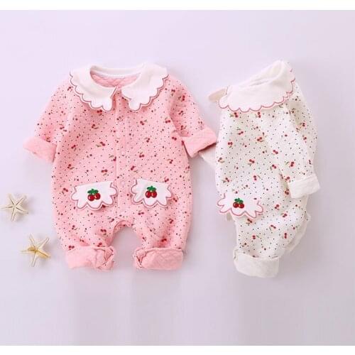Fashion baby romper cute cotton warm Jumpsuit spring autumn Long-sleeved boys girls Thicken Soft Children Climb Clothes