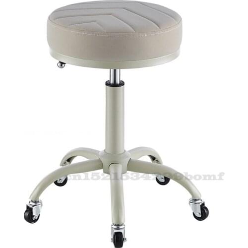 Fashionable Simple Rotating Round Stool with Pulleys Can Raised Lowered Beauty Stool Thick Cushion Explosion-proof Gas Rod Chair